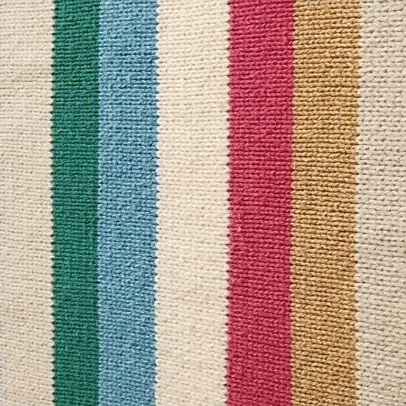 Cotton Blend Navy Raglan Sleeve Multi Stripe Crew Neck Mid-Weight Sweater - Picture 8 of 10